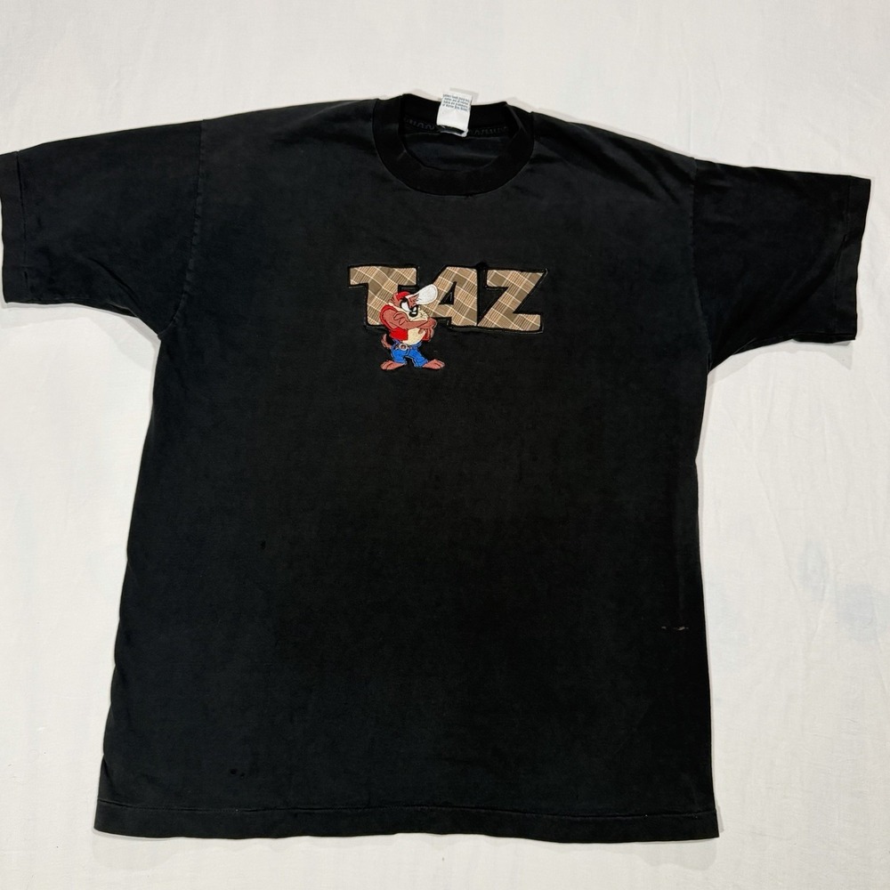 vtg 90s TAZ TASMANIAN DEVIL EMBROIDERED T-Shirt XL single stitch looney tunes